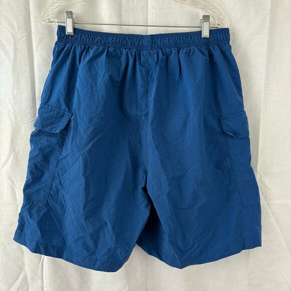 90s Adidas Mens Blue 3 Stripe Nylon Athletic Training Cargo Shorts Large - Picture 4 of 7
